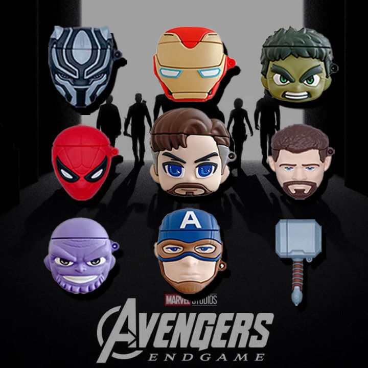 【NShisasN】Marvel Thanos Thor Spiderman Black Panther Silicone Case for Airpods 1/2 Pro Protective Bluetooth Wireless Earphone Charge Cover