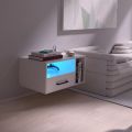 Unique LED Floating Nightstand Shelf with Drawers | Floating Bedside Rack | Wood Storage Shelf | Wall Mounted Bookshelf | Drawer shelf | Bedside Table |  Shelf Without LED Light. 