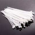 Pack of 100 - 8x300mm Nylon Zip Cable Ties White Standard Self-Locking Plastic Tie Straps. 