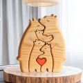 Wooden Family Puzzle Bears Personalised Bear Family Wooden Art Puzzle in Heart Shape Animal Puzzle for Kids 3 Years Old and Up. 