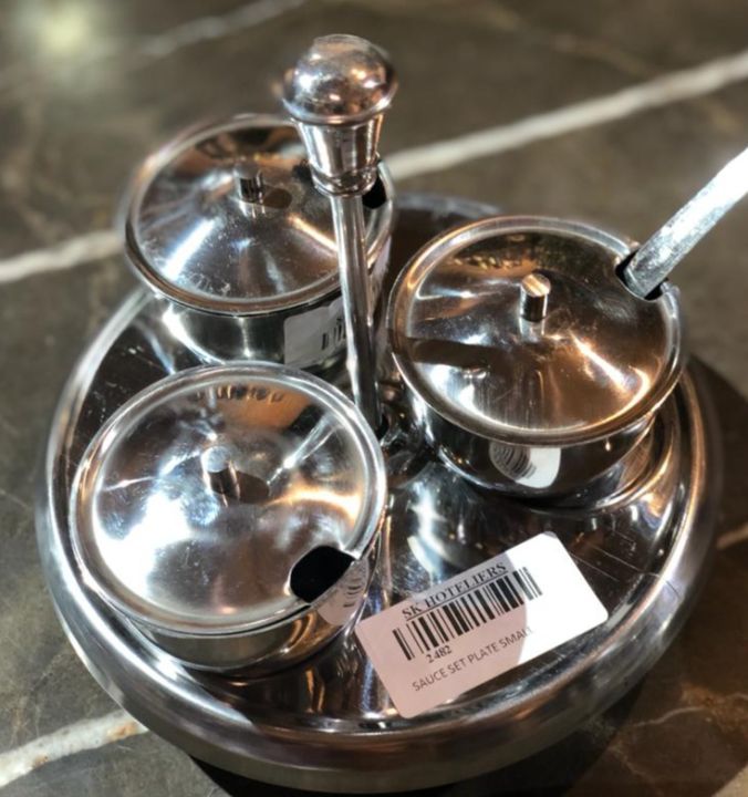 SAUCE%20SERVING%20SET%20Pure%20Stainless%20Steel%203%20In%201%20Pickle%20Jar%20Set%20For%20Dining%20Table,%20Lid,%20Spoon%20&%20Tray,%203%20Pickles%20Pot%20-%20Image%204