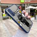 JIUMOO For Realme 7 4G Case Fashion Tide Brand Clear Daisy Pattern Thin Side Square Edge Frosted Transparent Hard Phone Cases New Design Shockproof Silicone Casing Full Cover Camera Protection Softcase. 