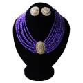 Purple Jewelry Set with Center Golden Stone For Women - Purple. 
