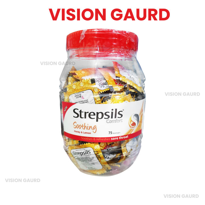 Strepsils Comfort Honey & Lemon Lozenges Jar, 75 Ct