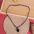 Natural Black Tourmaline Stone Necklace Crystal Black Tourmaline Pendant. 