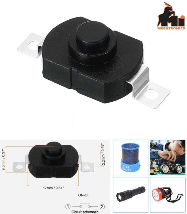3pcs Latching Push Button Switch Power ON-OFF switch KAN-23 Flat Pin ...
