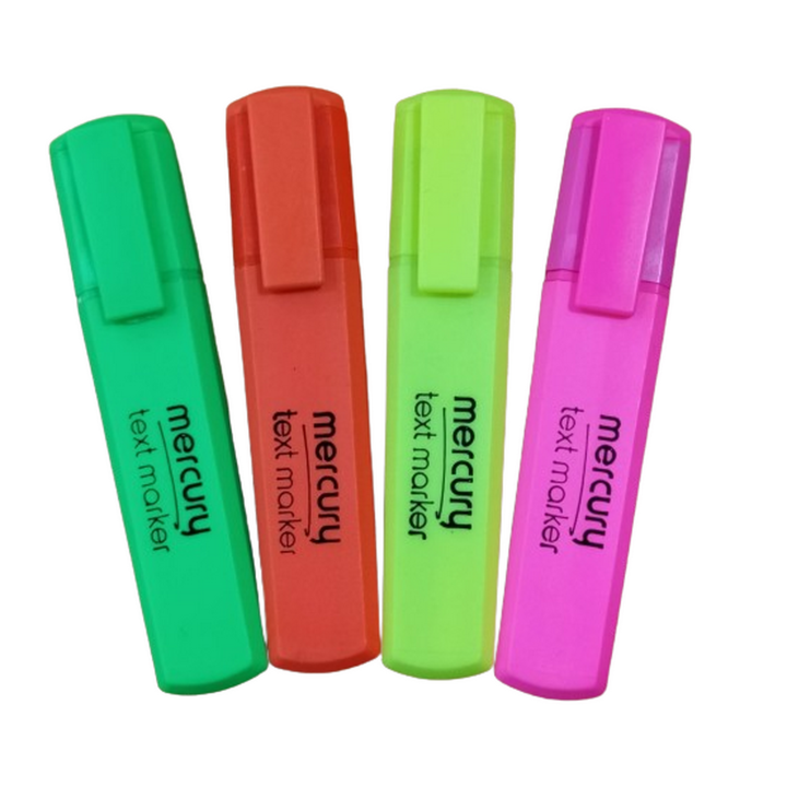 Mercury Highlighter Pens - Chisel Tip 1-5mm - Assorted Color - Highlighting Markers - Highlighters - Text marker - Highlighter stationary
