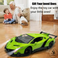 Remote Control Rechargeable Lamborghini Venono 4 Channel With Lights & Sound - Front Doors Open - 1:18 Scale Simulated Model Car - Green. 