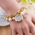 Luxury Gold Pearls Crystal Analog watch and Bracelet Watch For Women & watch for girls. 