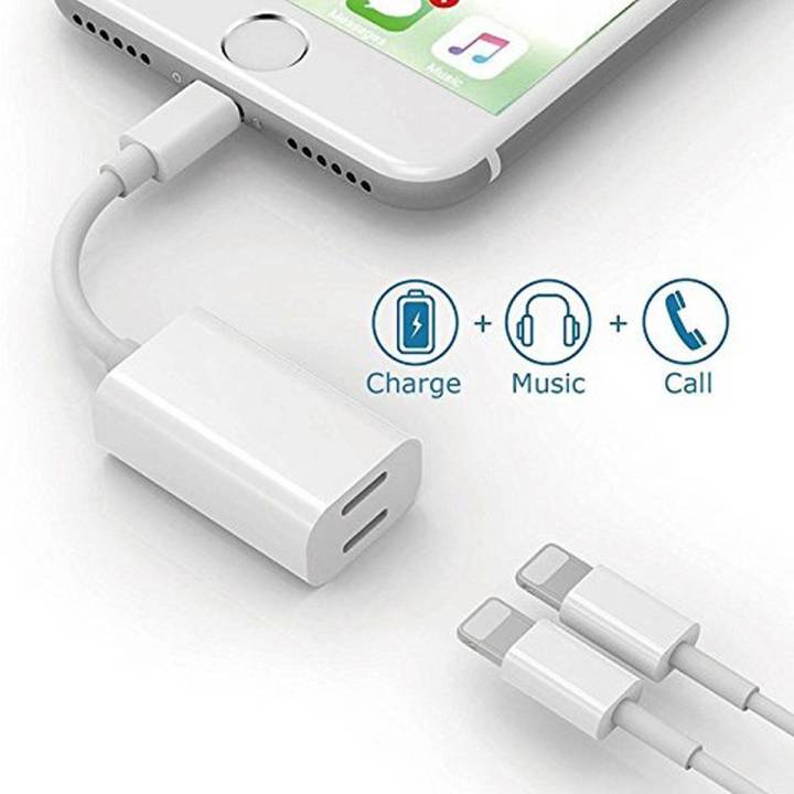 Apple iPhone Adapter Connector without Bluetooth Splitter Apple MFi Certified 2 in 1 Dual Lightning Headphone Jack Audio and Charge Adaptor