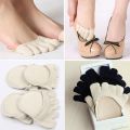 Heelless Liner Cotton Socks Silicone Anti-slip Lining Open Toe Sock With Invisible Forefoot Cushion Foot Pad Socks Pain Relief. 