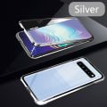 Biruiqu For Samsung Galaxy S10 Plus Magnetic Absorption Case Metal Frame Shockproof Double Sided Tempered Glass Magnetic Case Cover. 