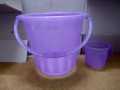 2 Pcs Set 1 Bucket 15 Liters Capacity 1 Mug Bath Set Transparent Pure Plastic (Multicolours). 