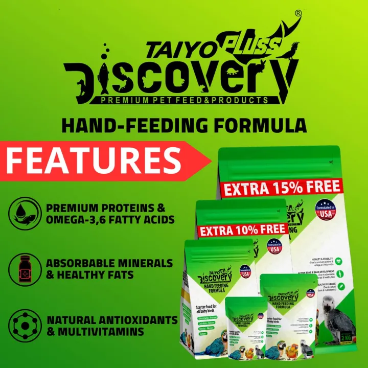 Taiyo%20Pluss%20Discovery%C2%AE%20Hand%20Feeding%20Formula%20-%20300%20g%20(Pack%20of%201)%20Bird%20Food%20%7C%20Suitable%20for%20African%20Grey%20Parrot,%20Cockatoo,%20Sun%20Conure%20and%20Macaw%20Chicks%20-%20Image%203