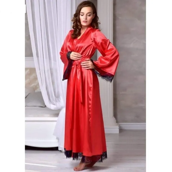 Beautiful%20Bridal%20Nighty%20Red%20Silk%20Satin%20Gown%20Comfortable%20Sleepwear%20Trendy%20Nightdress%20-%20Image%202