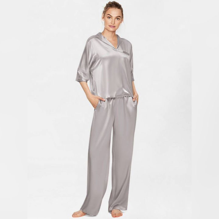 CUSTOMIZED%20100%25%20Pure%20silk%20satin%20nighty%20night%20dress%20nightwear%20night%20wear%20pj%20pajamas%20set%20for%20women%20girls%20ladies%20-%20Image%202