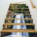 3D Waterfall Stair Stickers Self-Adhesive Stair Riser Mural Wallpaper Decals for Home 39.3" w x 7" h x 12PCS. 