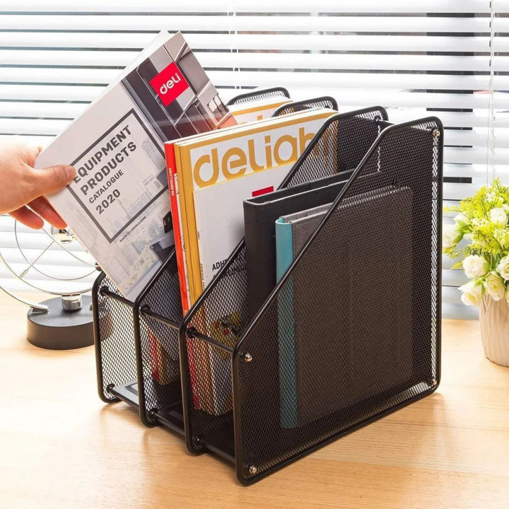 3 Tier Magazine Frame Shelf, Office Desktop Storage Organizer Tray ...