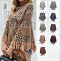 Poncho Coat Batwing Sleeve Loose-fitting Knitted Sweater Coat. 