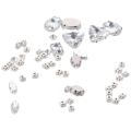 130 PCS Glass Rhinestones Sew on Rhinestones DIY Craft Jewelry Making Mixed Shapes Crystal Clear Rhinestones for Crafts Flatback Silver Claw Rhinestone Applique Shoes. 