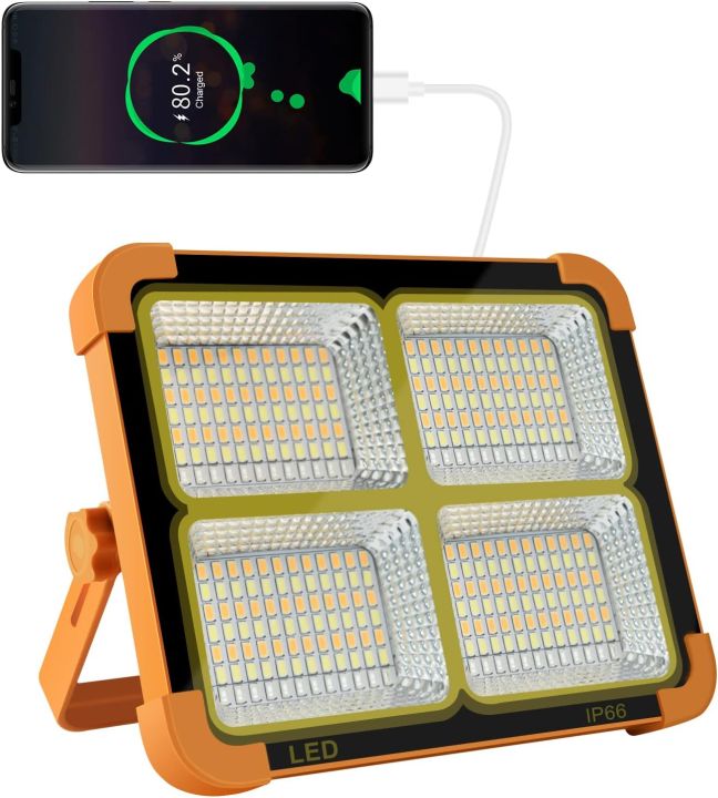 Solar Panel LED Flood Light 100W Emergency Portable Light & Power Bank For Mobile Phones Charging