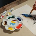 Multiple Uses Ceramic Paint Palette Tray White 6/7 Grid Plum Blossom Paint Plate 3 Size Durable Mixing Colour Tray for Artist. 
