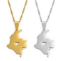 Anniyo Colombia Map Pendant Necklace For Women/men Gold Color Map Of Colombian Chains 004521. 
