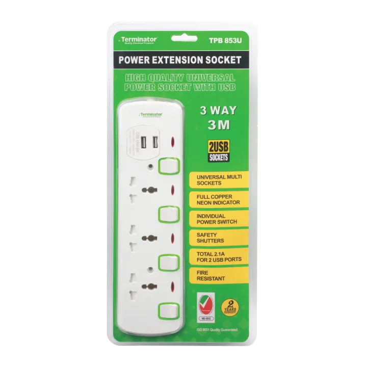 3%20Way%20Universal%20Power%20Extension%20Socket%20With%202%20USB%202.1A,%203%20Meter%20Cable%20(1.25mm),%2013A%20Plug,%20Individual%20Switches%20-%20Image%203