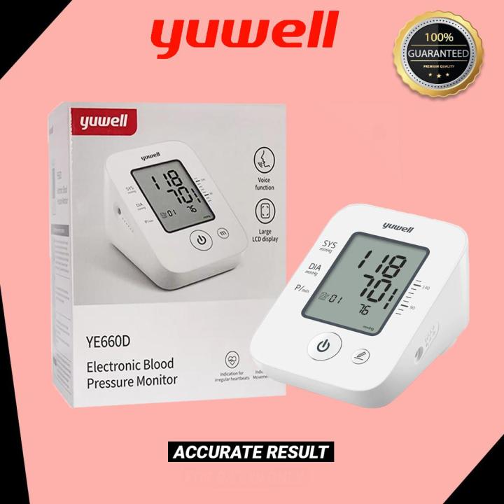 Ucheck Yuwell Electronic Blood Pressure Monitor, Accurate Digital BP Operator Machine for Home Use & Pulse Rate Detection Meter with Cuff Memory LCD Digital Display