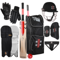 Hard Ball Cricket Kit - Pack of 9 | High-Quality Kashmir Willow Bat | Premium Protective Gear | Durable Kit Bag. 