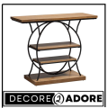 Decore To Adore Customize One Piece Wide Brown Wood 2-Shelf Console Table, Contemporary Farmhouse Decor With This Two-Shelf Wood. 