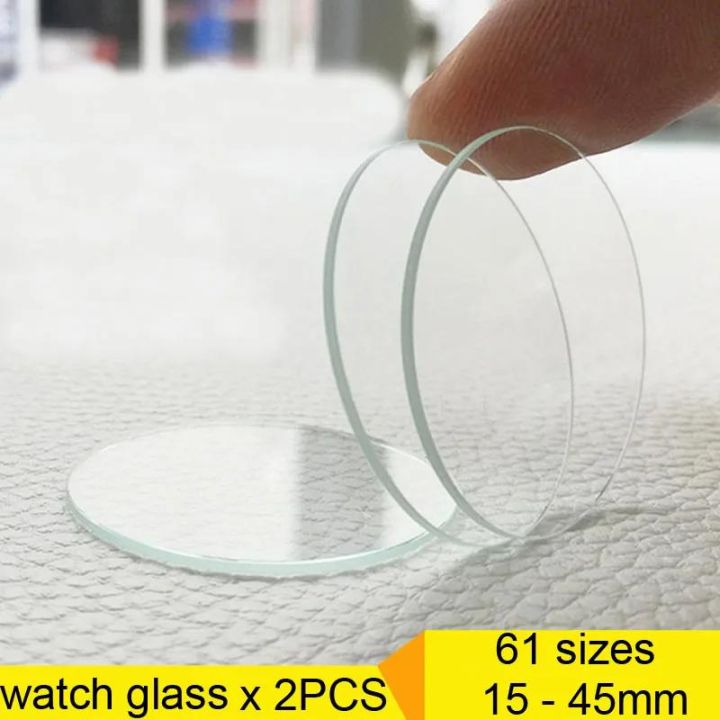 2PCS 1mm Thickness Round Watch Glass Crystal 15-45mm Smart Watch/Wristwatch Replacement Glass Lens Flat Mirror Watchmaker