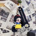 Disney Princess Super Cute Keychain The Little Mermaid Belle Hand-Made Level Key Ring Rapunzel Mobile Phone Cartoon Pendant Bag Cinderella Lanyard Exquisite. 