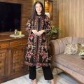Eid Dresses For Girls-Stitched Party Wear Kashmiri Coat With Inner & Trouser 3-Piece Dress For Women. 