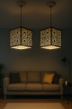 Wooden Ceiling Pendant Light – Modern Hanging Lamp with Laser Cut Design – Decorative Cube Chandelier for Living Room, Bedroom & Cafe Décor – Decorating Items – Decorating Items For Home – Home Décor – Ceiling Lamp – Room Decoration Items – Lamp. 