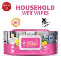 (Pack of 3) WBM Household Wet Wipes Lemon - 80Pcs Kitchen Cleaning Wipes. 