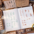 RHS Online 22PCS Leafy Wooden Seal Series Flower Leaves Wooden Stamp Set Self Inking Seal Diary Journaling Decoration DIY Handmade Crafts Scrapbooking. 