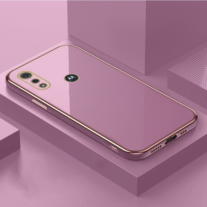 COROGI for Motorola Moto E6i Back Cover Luxury 6D Plating Frame Square Shiny Cases Camera Lens Protection Soft Silicone Protective Phone Case for Girl Boy