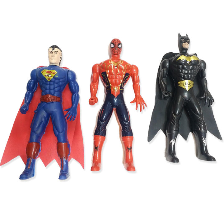 3 Pcs Set 6 inch Large Avengers Marvel and DC Action Figures Superhero With LED Light