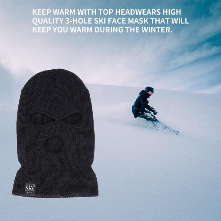 MA Men Balaclava Knit Cap Outdoor Full Face Cover Headwear 3 Hole Ski Mask