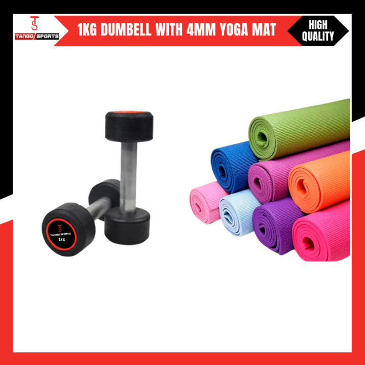 1kg Rubber Dumbell with yoga mat, yoga matt, dumbells, dumbells set, yoga mats for women - Ladies workout set