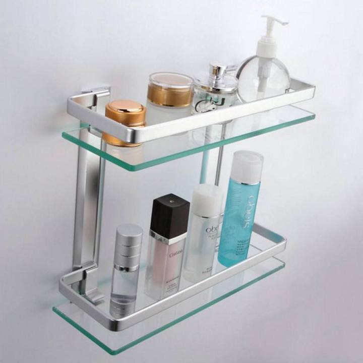 2-Tier Aluminum Bathroom Wall Mounted Glass Shelf rating