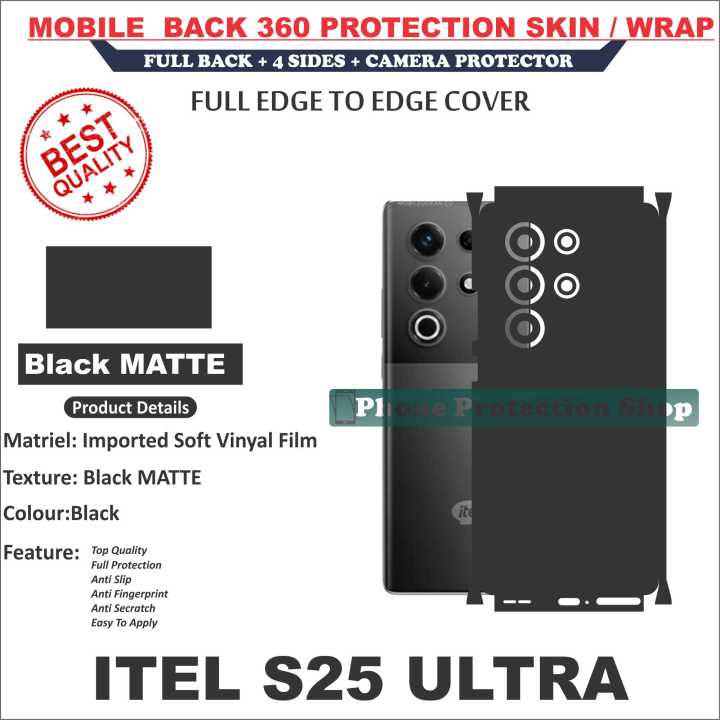 Itel S25 Ultra full Back 360 Protection skin wrap with sides and camera protection premium quality full cover