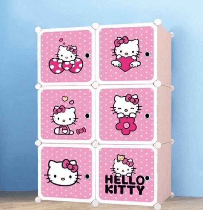 HELLO%20KITTY%206%20Cubic%20DIY%20(Nylone)%20Plastic%20Baby%20Clothes%20Cabinet%20Space%20Saver%20Organizer%20/%20Baby%20cupboard%20and%20Baby%20Hanging%20Wardrobe%20-%206%20Cubes%20Storage%20Cabinet%20&%20Wardrobe%20For%20Kids%20With%20Hanging%20Rod%20-%20Image%203