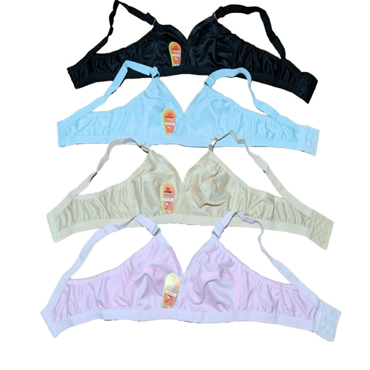 PACK OF 4 - PLAIN JERSEY STUFF NON PADDED BRA BLOUSE BRAZIER FOR GIRLS & WOMENS - SIZE 32 TO 42