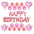 Pink Cute Birthday Foil Balloons Theme With Happy Birthday Alphabets , Stars & Hearts Foil balloons & latex balloons. 