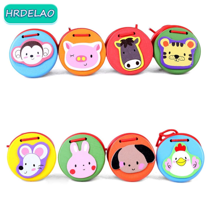 1Pcs Baby Wooden Musical Toy Orff Percussion Instrument Music Castanets Animal Frog Panda Rabbit Castanets Educational Toy Kid