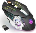 RECHARGEABLE WIRELESS GAMING MOUSE 6D DUAL MODE WITH RGB BREATHING LIGHTS & ADJUSTABLE DPI UPTO 3000- SILENT CLICKS - UPTO 2-3 DAYS BATTER TIMING BEST FOR GAMING.. 