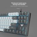 Neon Light Gaming Keyboard - Mechanical Keyboard Blue Switch Wired Mini Single Light Keyboard 87 Keys With Out Numpad - Neon Light Mechanical Keyboard With 2 Colour in 1 Black & White/Grey - Detachable USB Wired For Professional Gaming. 