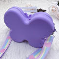 Cute Silica Gel Bow Children's Shoulder Bags Candy Color Baby Girls Coin Purse Handbags Rainbow Strap Kids Mini Crossbody Bag. 